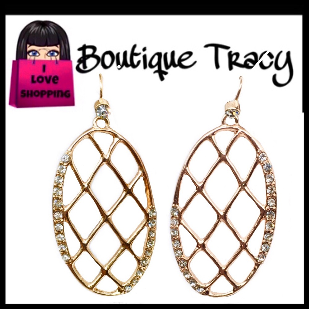NEW Rose Gold & Crystal Lattice Drop Earrings